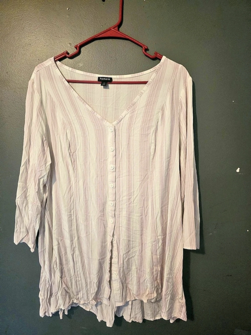 Torrid Striped V-Neck Tunic in Pink Size 1